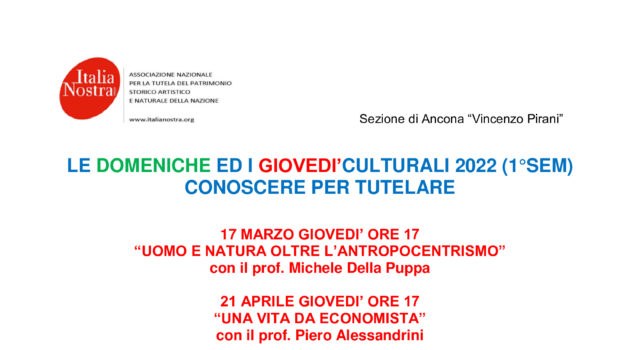 LE DOMENICHE ED I GIOVEDI’CULTURALI 2022 (1°SEM – programma aggiornato)